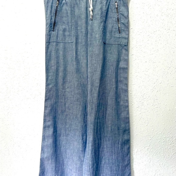 Athleta Blue Cabo Linen Wide-Leg Pants 6 - Picture 4 of 6